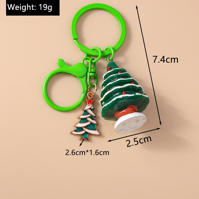 Cute Resin Christmas Keychain Elk Santa Clause Snowman Key Ring Pendant for Women Girls Handbag Decor DIY X'MAS Jewelry Gifts – Detail 4