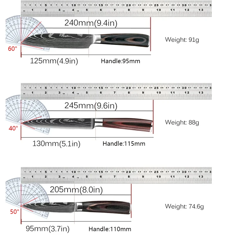 Kitchen Knives Laser Damascus Pattern Utility Professional Chef Santoku Meat Cleaver Accessories