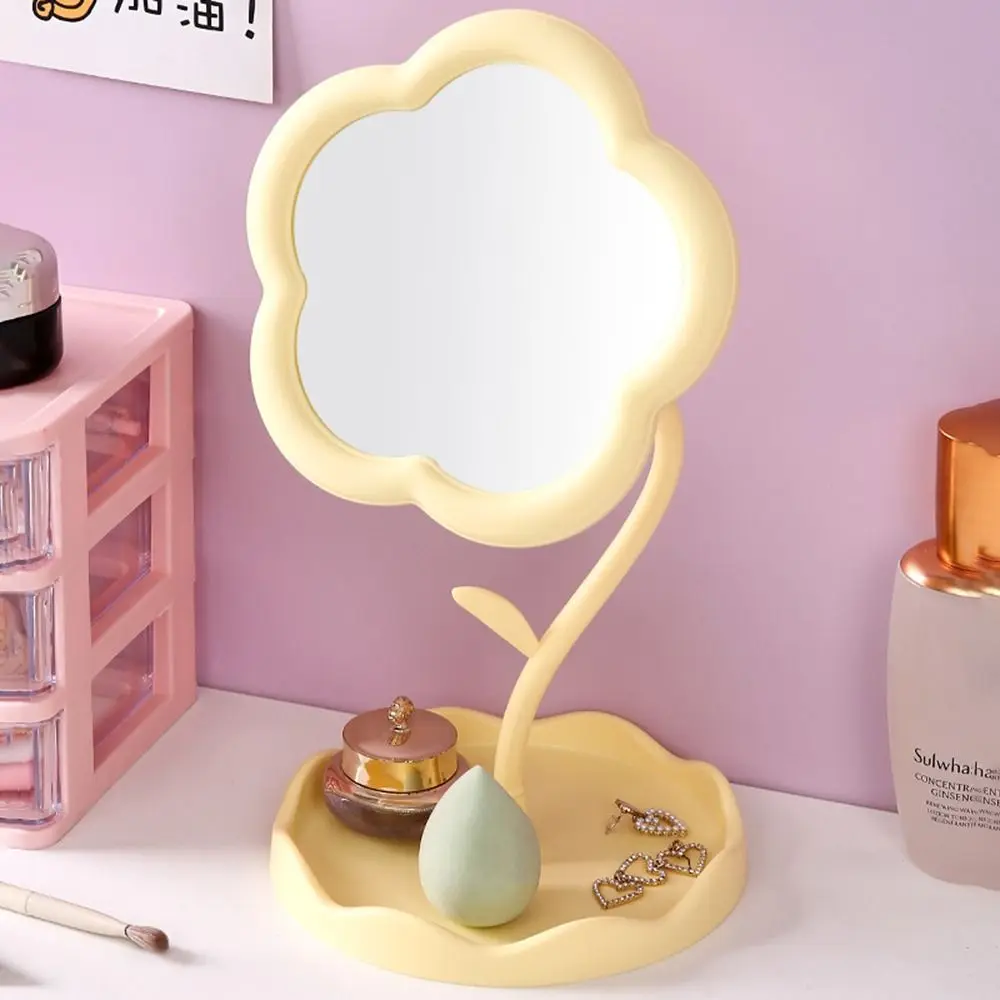 Cute Sunflower Shaped Dressing Mirror Classic Detachable Desktop Makeup Mirror High-definition 360 Degree Rotation Table Mirror