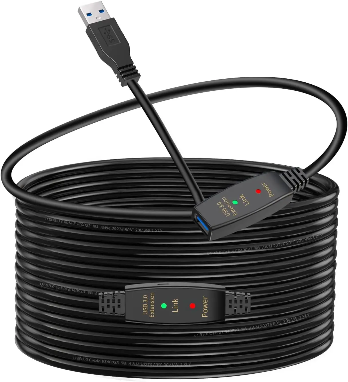 USB3.0 Active Extension Cable USB3.0 Male to female Extension Cord,USB Repeat Cabo for USB HUB,Webcam,Xbox,PS4,Printer,Exterder