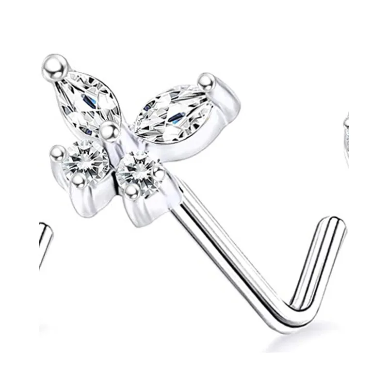 Cubic Zirconia Surgical Stainless Steel Nose Ring Amazon 1PC 20g