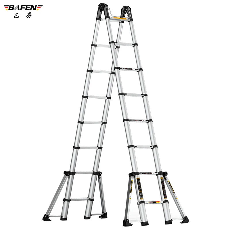 Xk Telescopic Ladder Herringbone Ladder Household Folding Ladder Thickened Aluminum Alloy Multifunctional Engineering Ladder jiaduoqi household telescopic ladder folding shrinkage ladder elevator thickening engineering straight ladder stainless