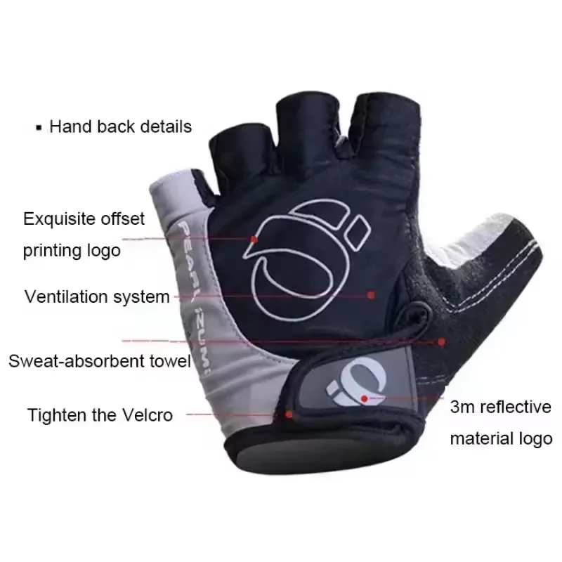1Pair Gel Half Finger MTB Road Bike Gloves Anti-Slip Anti-Sweat Shockproof Cycling Bicycle Gloves for Left-Right Hand 2