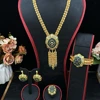 Flora Luxury Zircon Gold Plated Copper Bangle Earrings Set for Women 4 Piece Dubai Wedding Jewelry Accessory