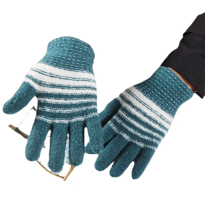 Women Adult Mohair Knitted Gloves Winter Thick Keep Warm Full Finger Mittens Wrist Gloves Random Color Wholesale 4