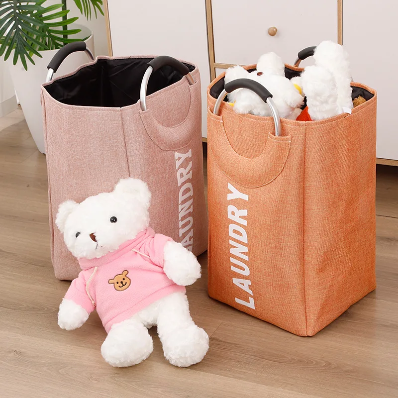 1Pc Large Folding Storage Basket EVA Storage Fabric Wardrobe Office Bedroom Closet Toys Laundry Basket With Handle 3