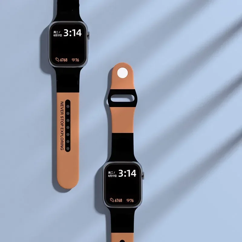 애플 워치 밴드용 실리콘 스트랩, 럭셔리 브랜드 디자인, 49mm, 45mm, 44mm, 42mm, 41mm, 40mm, 38mm, iwatch 시리즈 3, 4, 6, 7, 8 SE 울트라