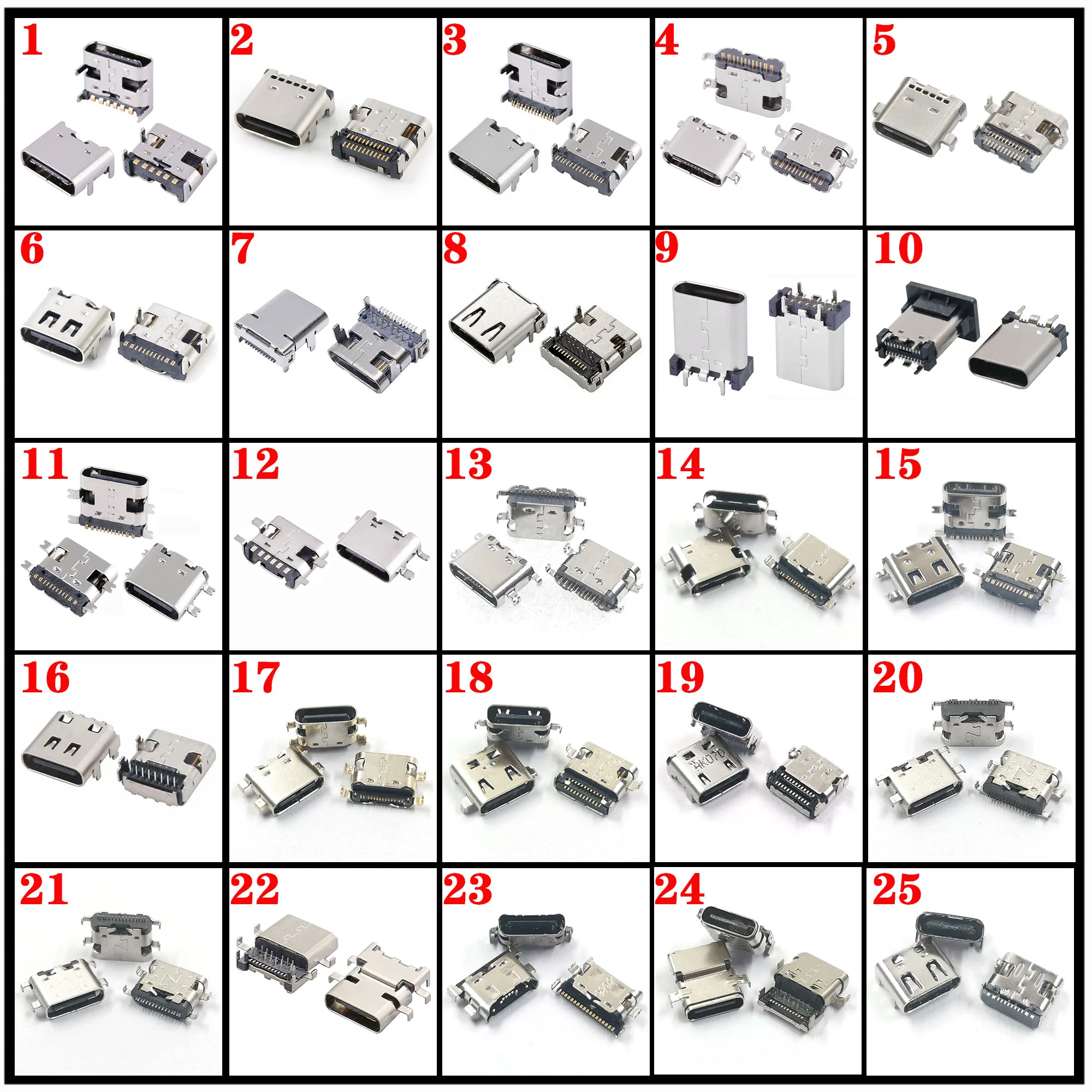 Modelos tipo c 14 24 Pinos Usb 3.1 Soquete Conector Fêmea Smd Dip para Xiaomi Asus Lenovo Ps5 Dji Pcb Design Faça Você Mesmo Alta Corrente 25