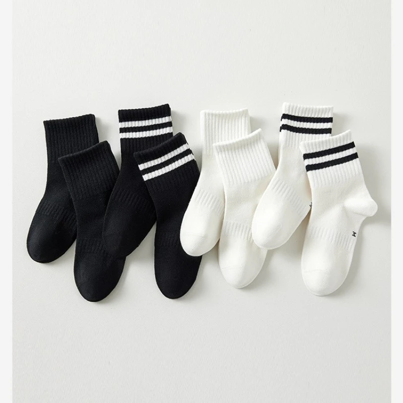 

Children's Thin Black Striped Socks, Combed Cotton Socks, Short Socks, Trendy Black and White Socks, Four Seasons