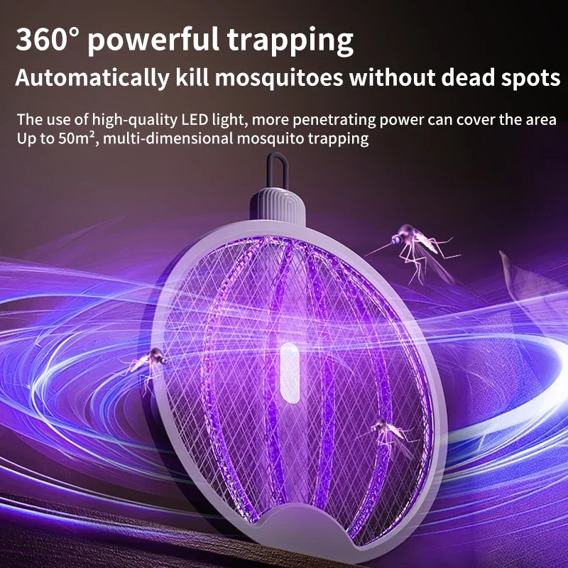 قاتل بعوض كهربائي قابل للطي ، فخ مضرب يطير ، مضرب...