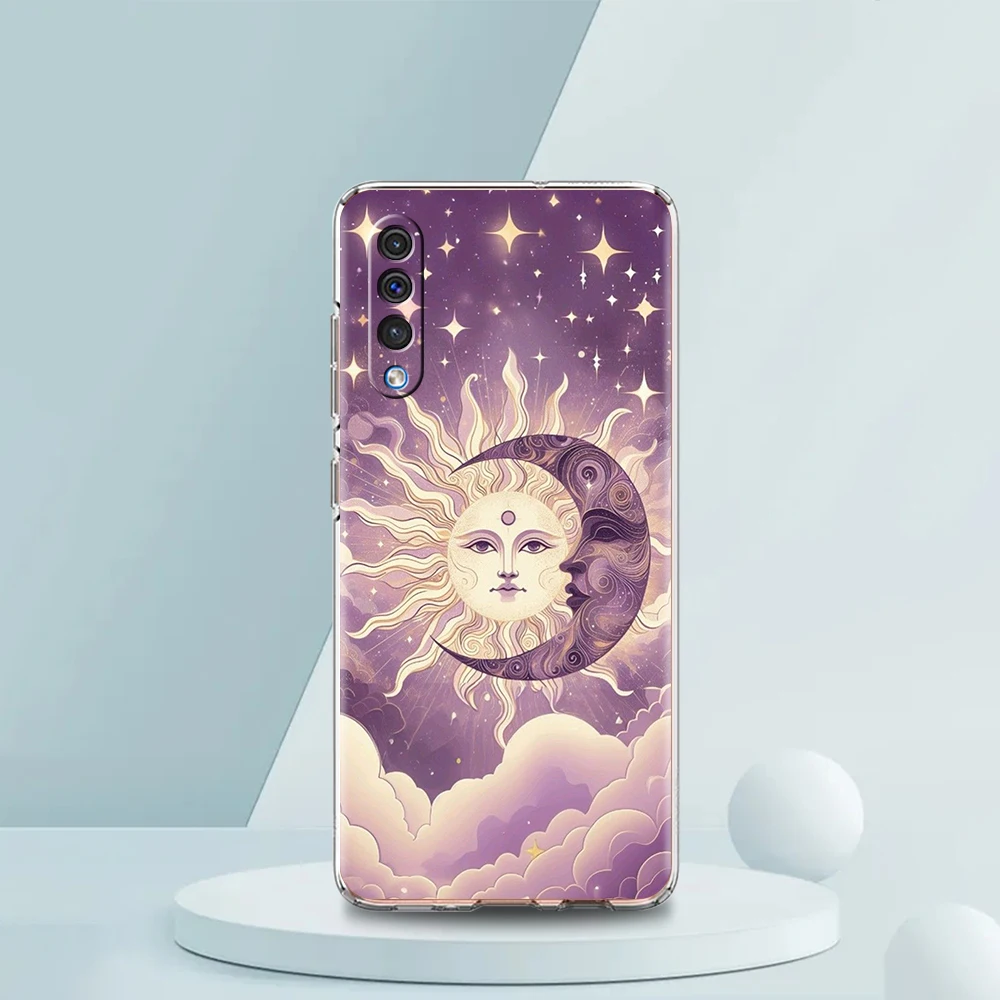 Celestial Transparent Soft Phone Case Cover – Moon Sun Design