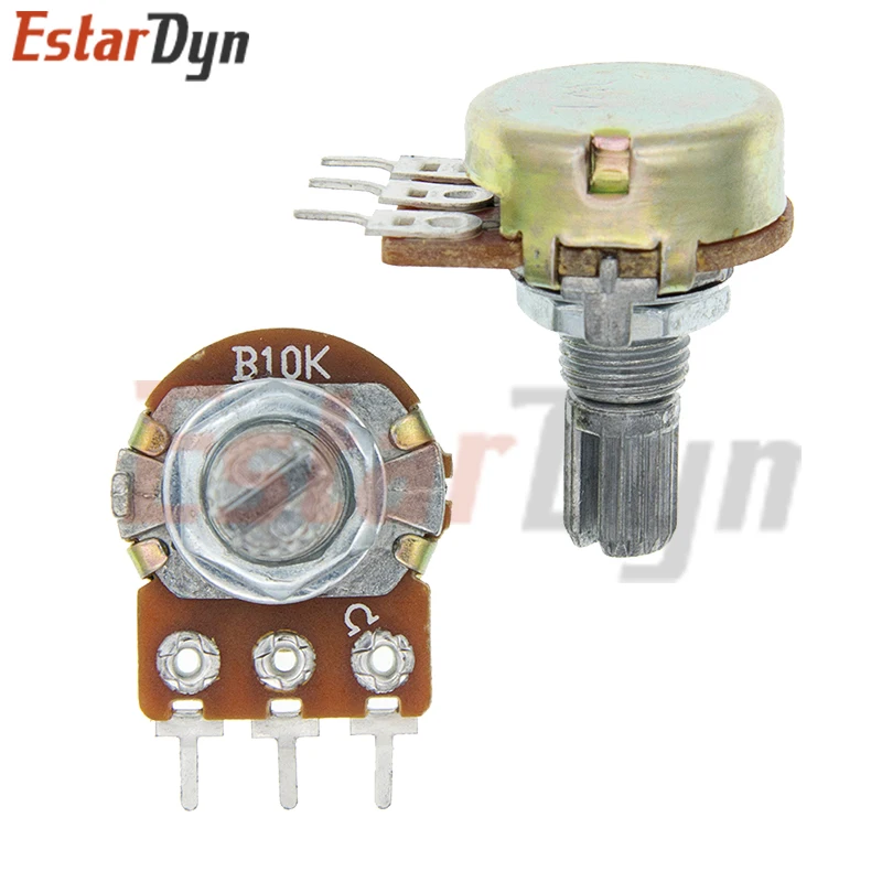 Linear Potentiometer WH148 Linear Potentiometer 15mm Shaft With Nuts And Washers 3pin WH148 B1K B2K B5K B10K B20K B50K B100K with Random Color Cap