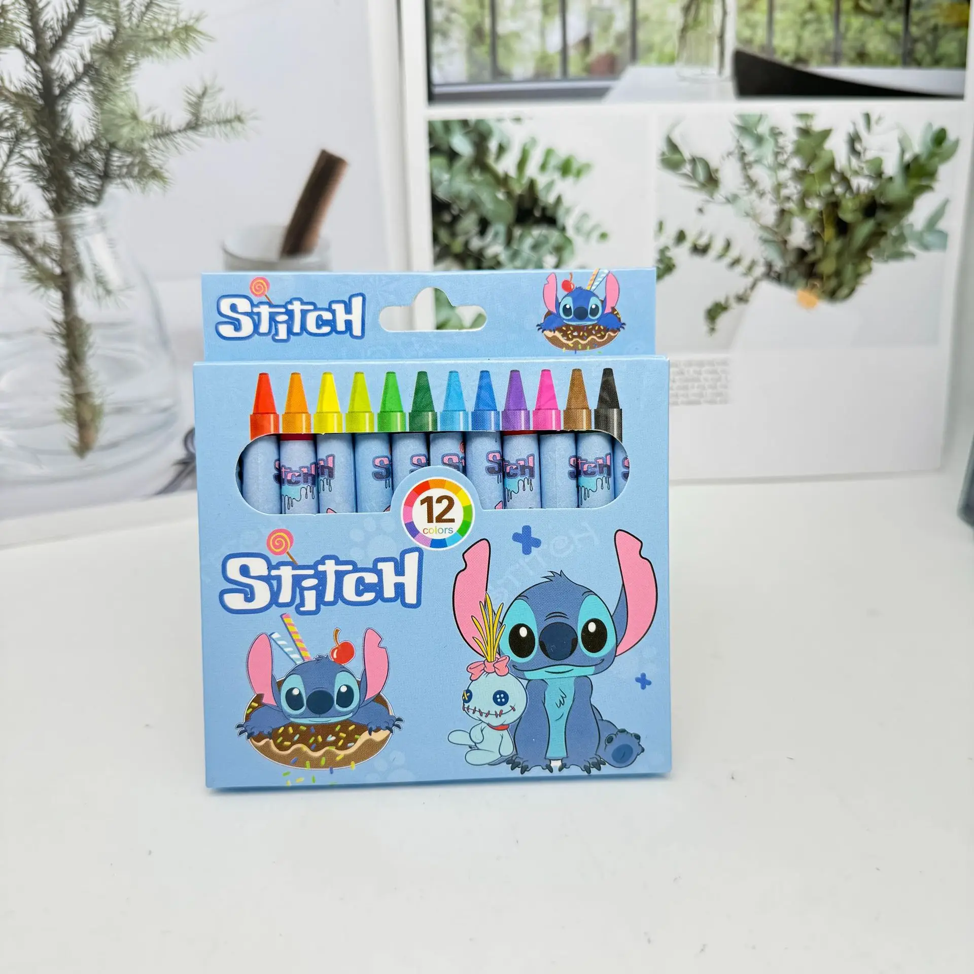 12pcs Stitch Paint Brush Set Kids Disney Anime Colour Pencil Art Painting Crayon Children Graffiti Pens Oil Painting Stick Gift - Image 4