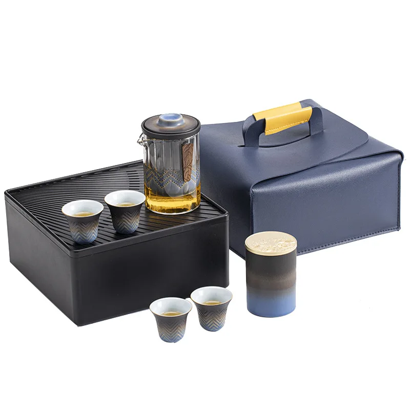 Ceramic Travel Kung Fu Portable Tea Set, Travel Express Cup, One Pot, 4 Cups, Car, Home, Office, Business Gifts, New