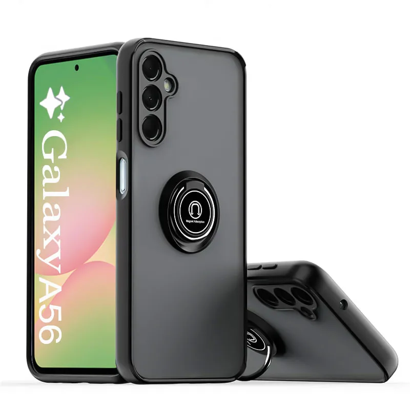 Matte Finish Phone Case with Magnetic Ring Holder and Enhanced Protection