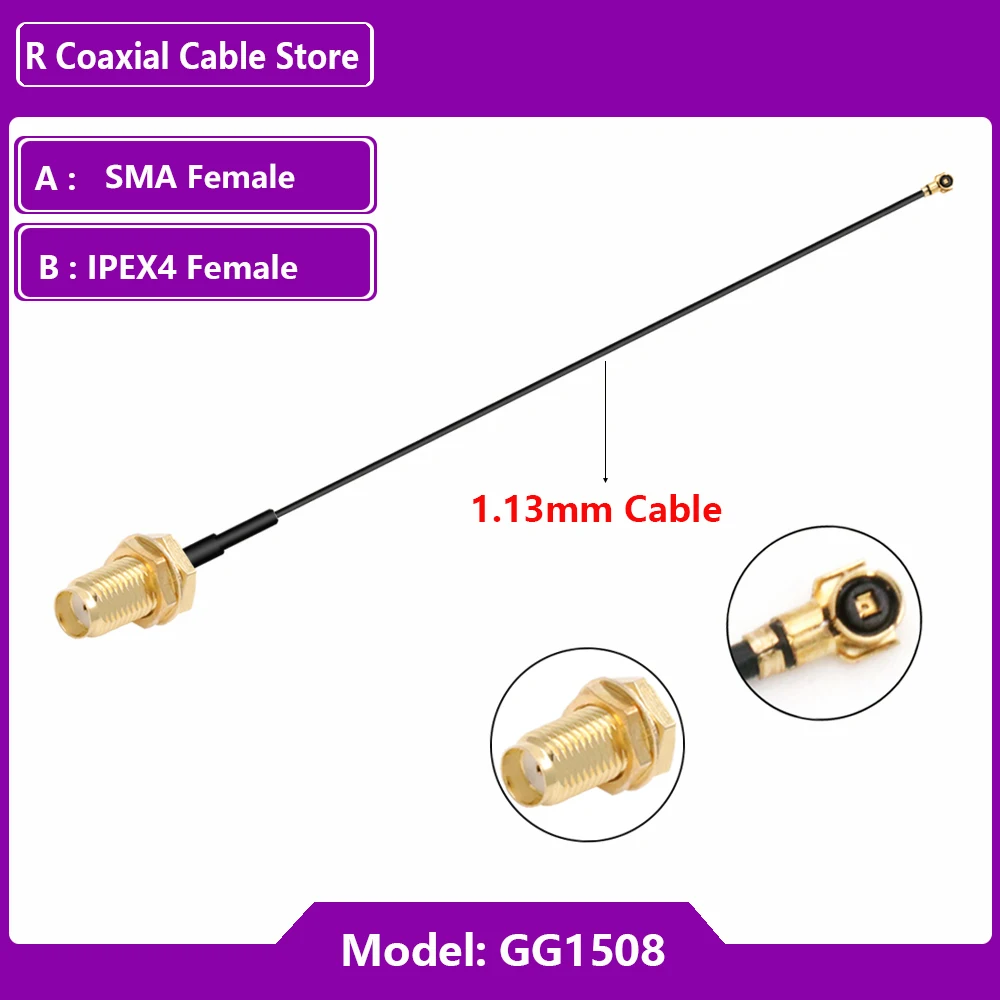 mhf4 fêmea para cabo sma, antena wi-fi,