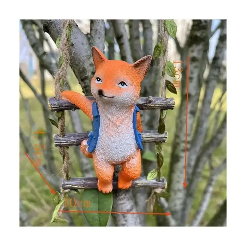 1 Pcs Cute Fox Garden Outdoor Courtyard Home Creative Decoration Small Ornaments Resin Crafts Horticultural Animal Pendants