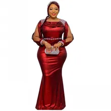 

Ladies Robe Solid Hot Rhinestone Slim Fishtail Long Muslim Dress Spring New Fashion Elegant Party Evening Dress African Clothing