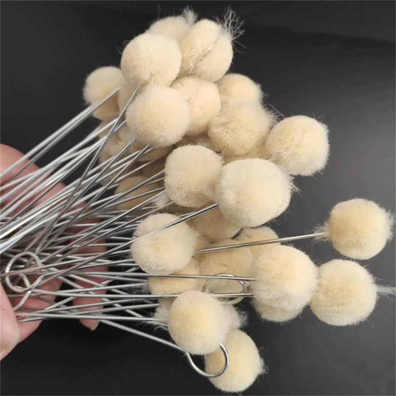 Wool Daubers Balls Brush Leather Dye Tool with Metal Handle Leather Dye Dauber Dyeing Applicator for DIY Crafts Project 87HA