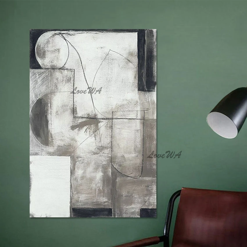 

Картина без рамки для абстрактного искусства, черная, Белая Акриловая картина ручной работы, картина маслом, рулон холста, новый дизайн, фотоальбом