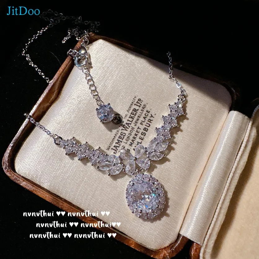 

JitDoo Luxury AAAAA Cubic Zircon Water Drop Necklace for Women Bridal Fine Jewelry Party Accessories Birthday Gift