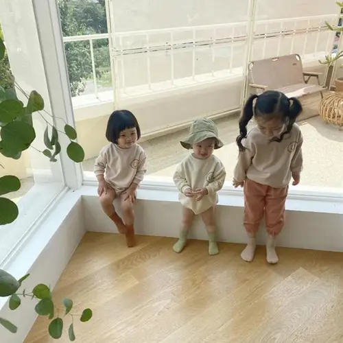 스마일 레터 프린트 아기 여아 긴 소매 의류 세트, 유아 스웨트 셔츠 및 캐주얼 바지, 2 피스 정장, 0-24m, 새로운 패션 3
