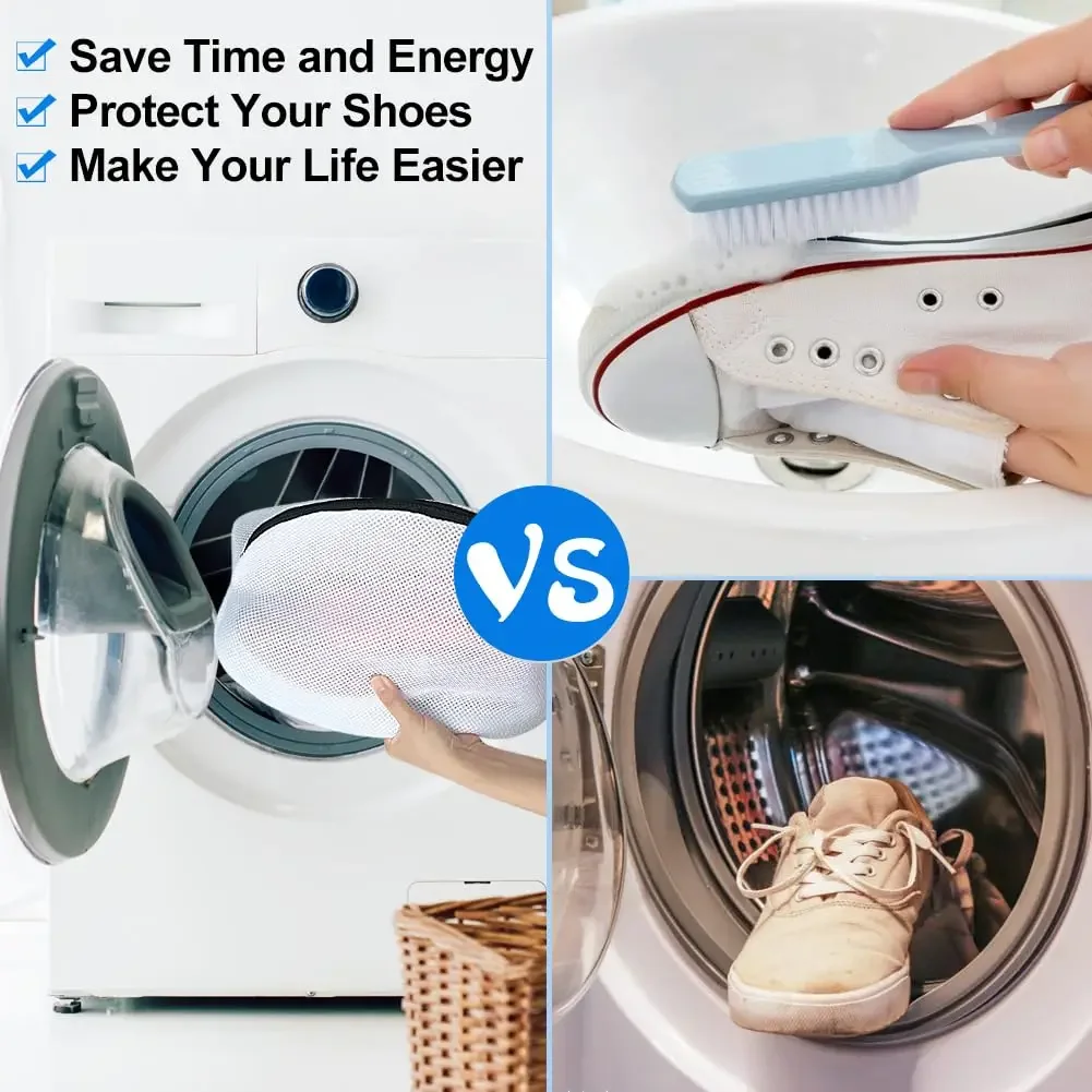 Shoe Washing Bag Mesh Storage Bag with Zip Closure for Sneakers Running Shoes Socks Bras Organizer