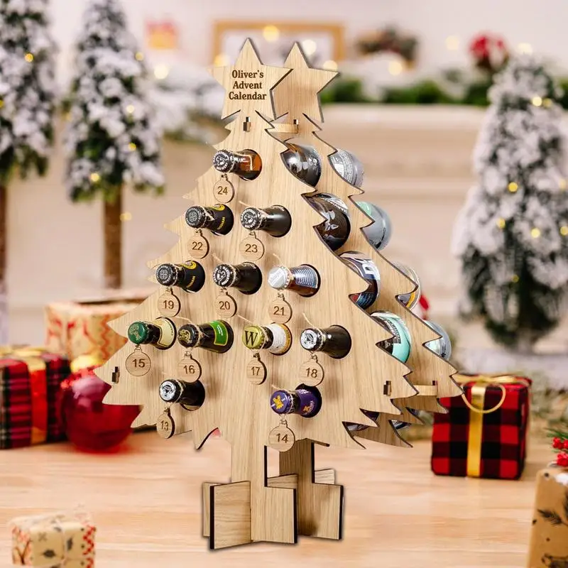 Christmas Advent Calendar Wine Rack Christmas Tree Wine Bottle Place Holder  Wooden Ornaments Crafts Table Centerpiece Decoration - AliExpress