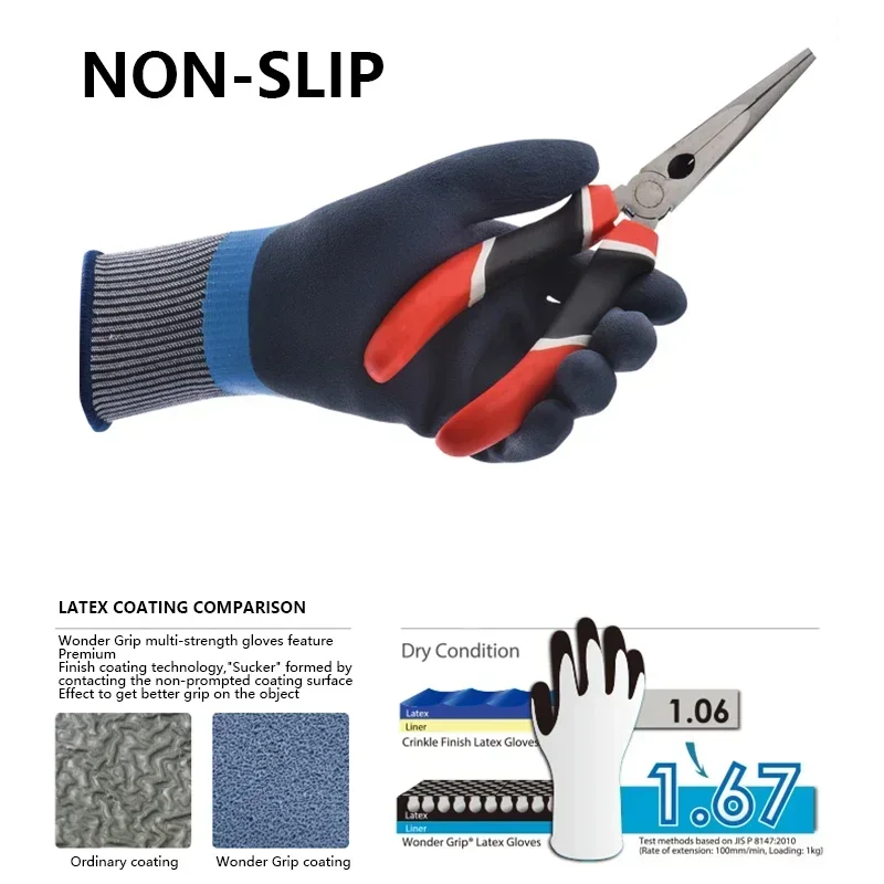 Safety Waterproof Work Gloves Double Coated Nylon Comfortable Latex Foam work gloves,waterproof gloves,protective gloves