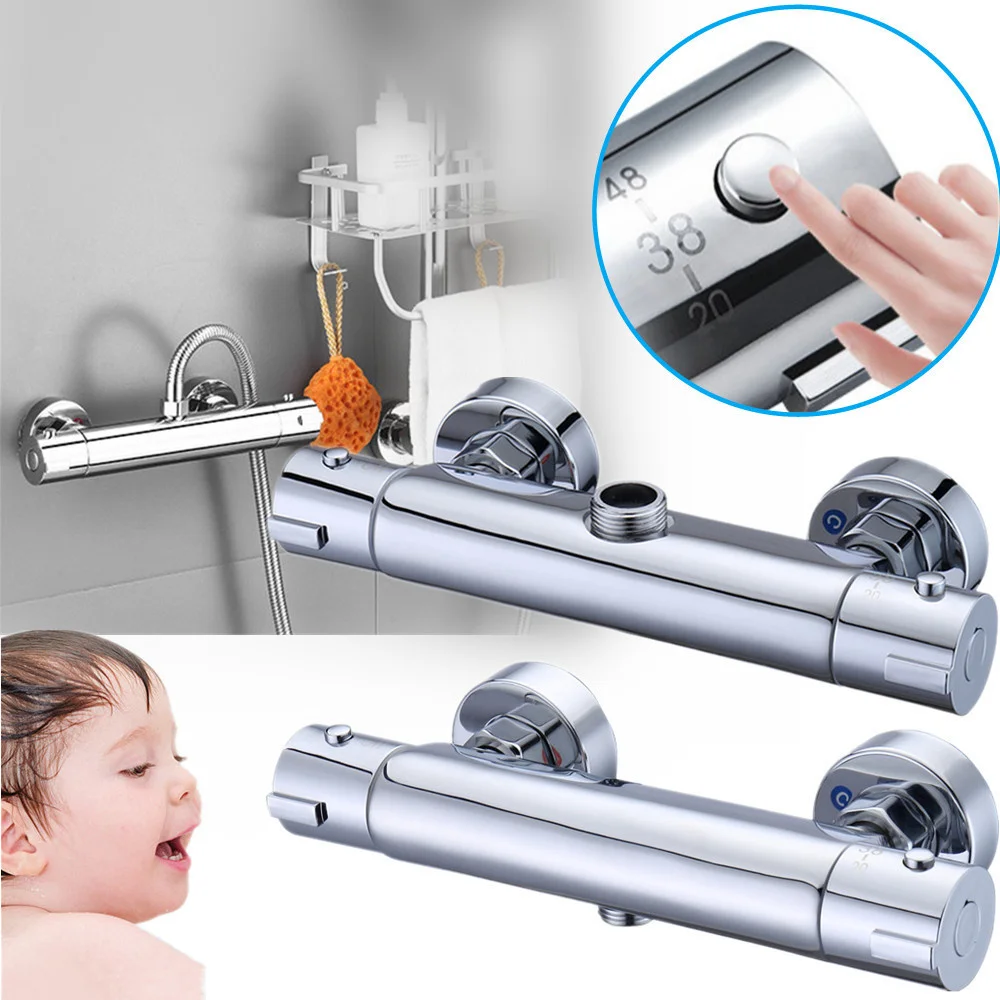 

Chrome Thermostatic Shower Faucets Set Bathroom Thermostatic Mixer Tap Hot And Cold Bathroom Mixer Mixing Valve Bathtub Faucet