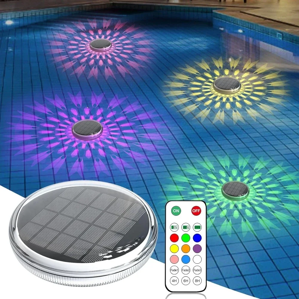 Solar Floating Pool Lights RGB Color Changing Pool Floating Light LED Solar Pool Lights for Pool Garden Path Party Decoration