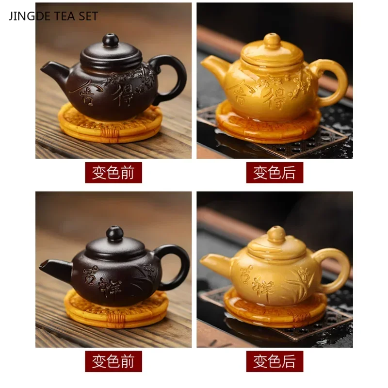 1PCS Resin Color Changing Teapot Creative Tea Pet Decoration Chinese Tea Table Ornaments Mini Fingertip Pot