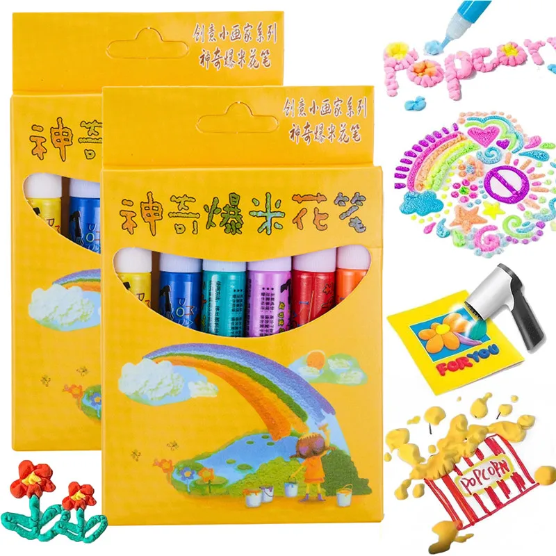 Magic Puffy Pens, DIY Bubble Popcorn Drawing Pens, Magic Puffy Pens for  Kids, Magic Popcorn Color Paint Pen, Puffy Bubble Pen Puffy 3D Art Safe  Pen