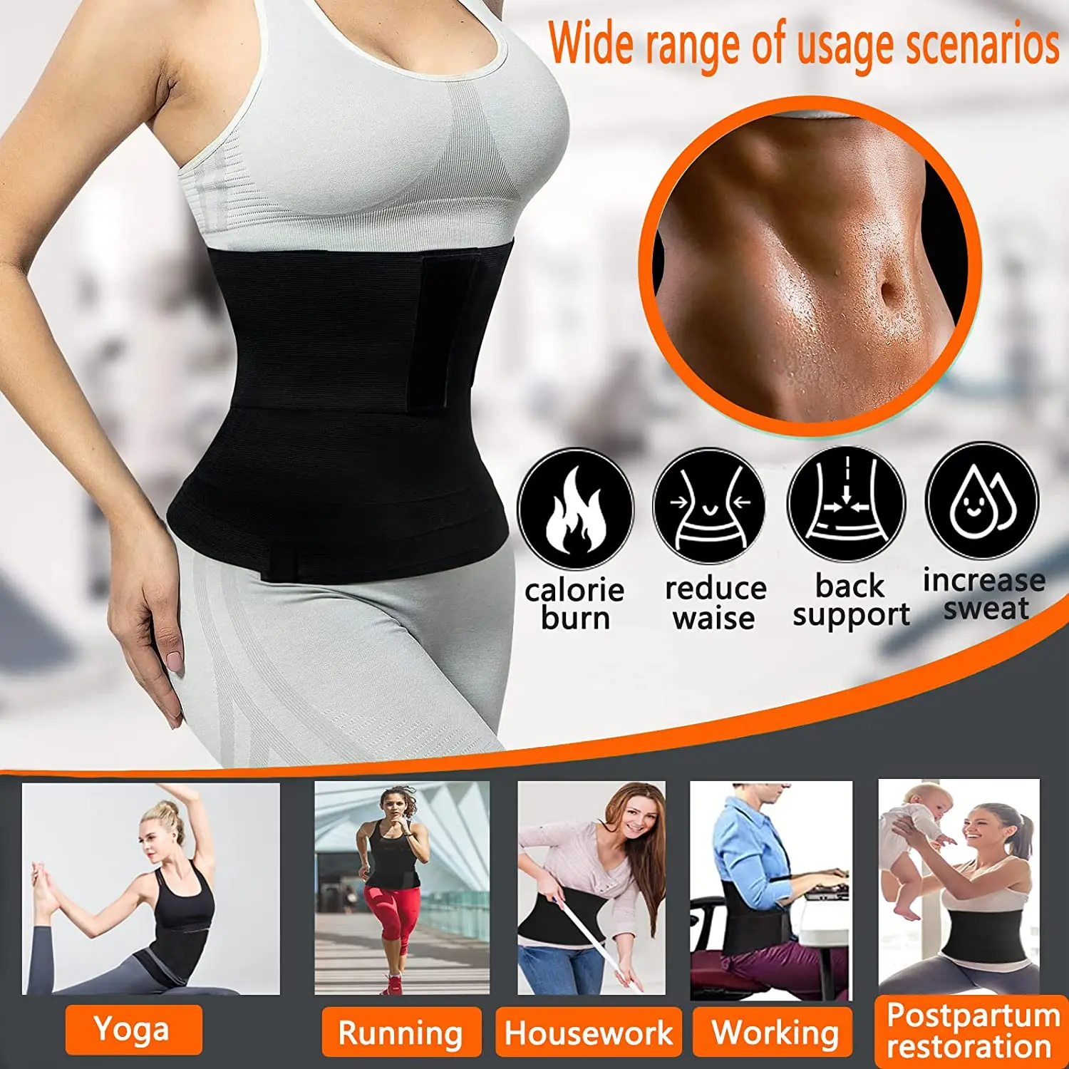 Invisible Waist Trainer, Belt Waist Trainer for Women, Wrap Shapewear  Snatch Bandage Tummy Sweat Waist Wrap, Flexible Adjustable & Non-Slip Plus  Size Waist Trimmer Belt For Women Lower Belly, Black, One Size 