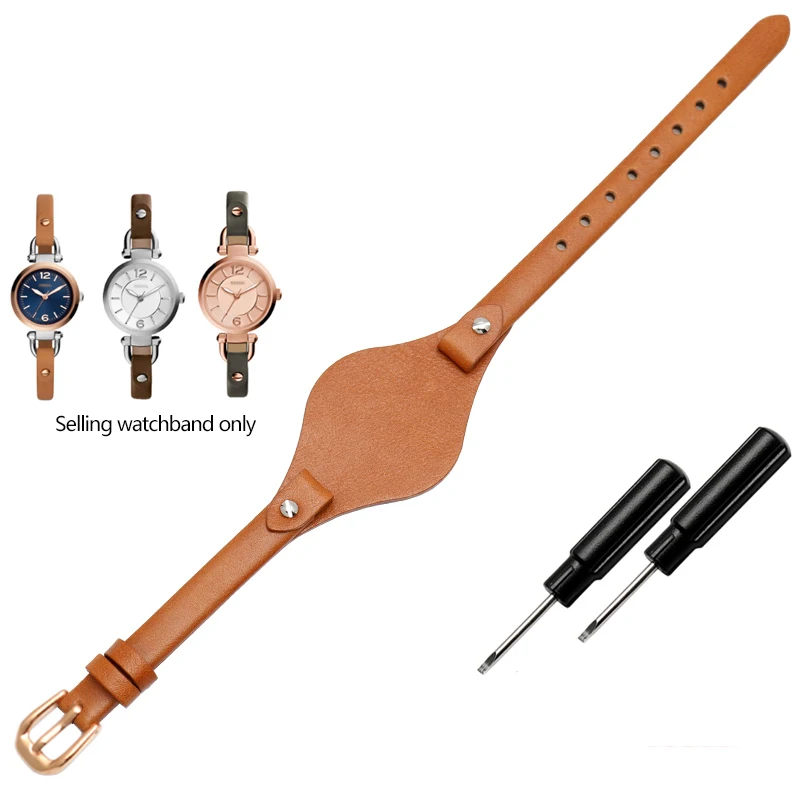 Premium Women's Leather Watchband - 8mm Elegant Strap Replacement
