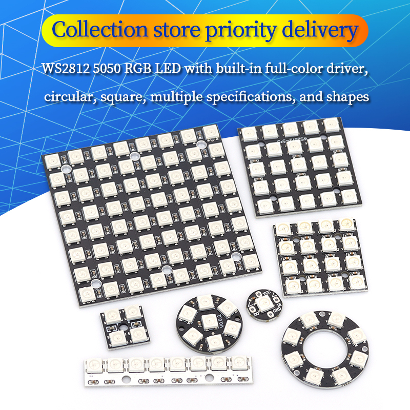 5V 1Bit 3 4Bit 7 8Bit 9 12Bit 16Bit 24Bit 32Bit 64 Bits WS2812 5050 RGB LED Ring Lamp Light + Integrated Drivers For Arduino Diy