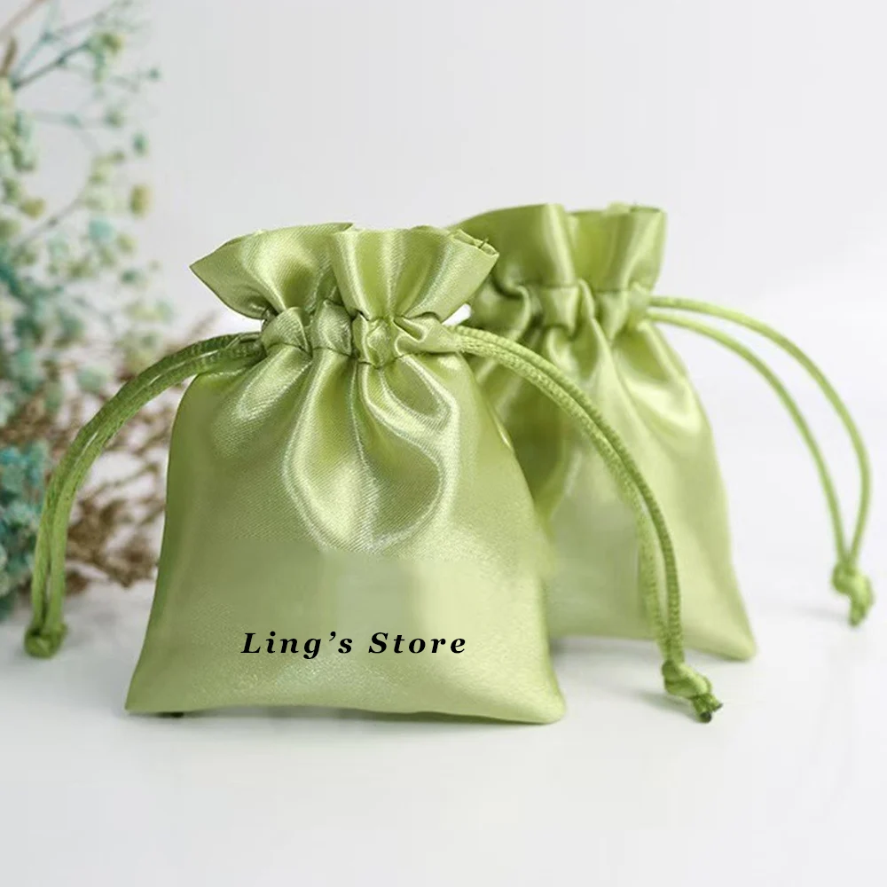 100 Stück Liebliche Personalisierte Logo-Schmuckbeutel mit Kordelzug, Satin-Schmuckbeutel, Geschenkverpackung für Ringe, Ohrringe, Armbänder, Präsentationsbeutel – Detail 2