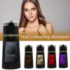 200ML Hair Coloring Shampoo Dye Shampoo For Covering Gray White Shampoo Black Brown Purple Hair Colouring Shampoo Hair Care