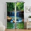 2 pcs, versatile polyester transparent curtains for home decoration Rainforest Waterfall Natural for use in bedrooms and living 5