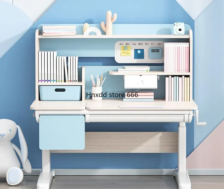 Children's desk can lift primary school students writing table solid wood desks and chairs