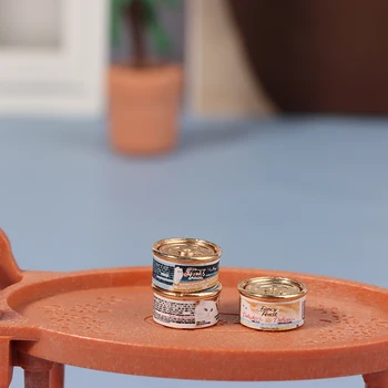 1/12 casa delle bambole casa delle bambole decorazioni per la casa giochi di imitazione giocattoli simulazione gatto può casa delle bambole mini lega cibo per gatti giocattolo