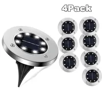 4 Pcs 8LED Solar Power Disk Light Outdoor Garden Solar Underground Light Deck Light Spotlight Buried Solar Led Lamp 1