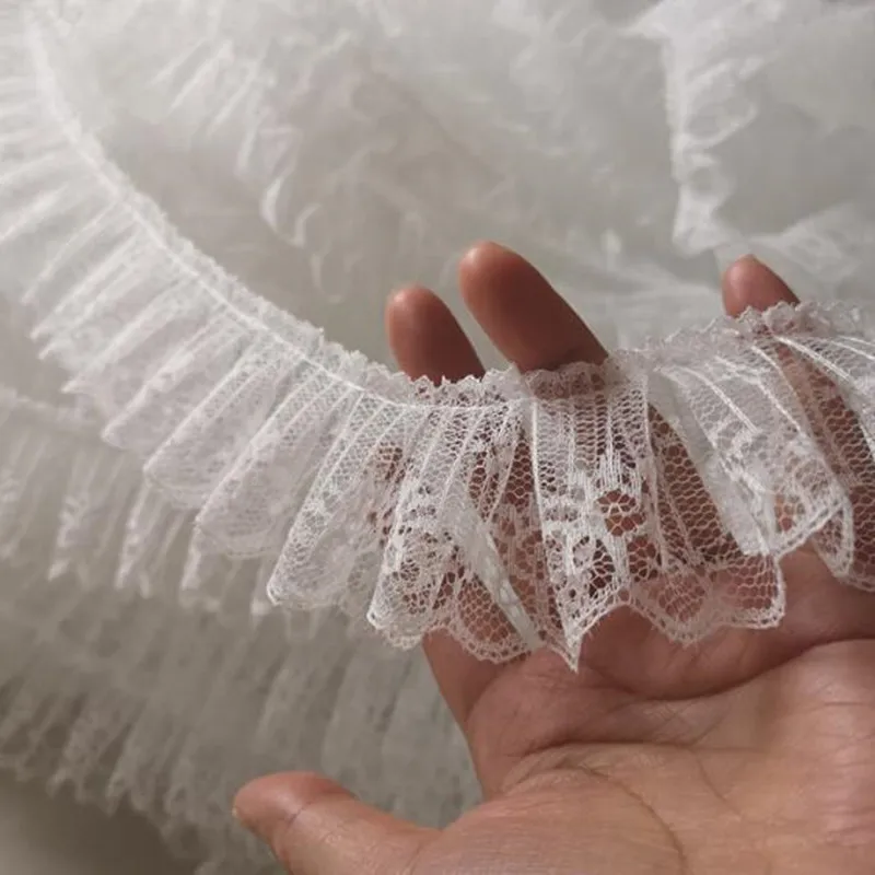 lace fabric 5CM wide embroidery flower trim ribbon DIY sewing applique collar ruffle craft christmas guipure decor