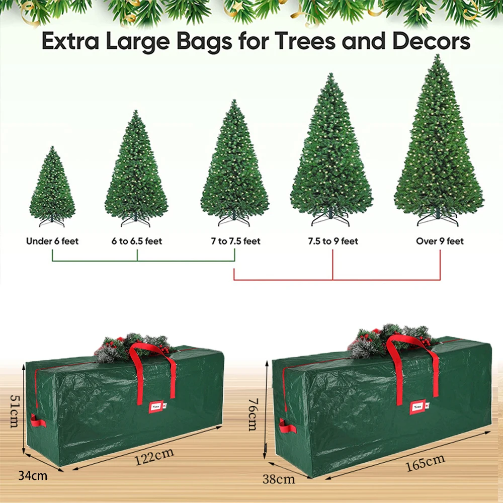 Foldable Christmas Tree Xmas Decoration Wreath Storage Bag Oxford Cloth Bag for Storing Christmas Utenciles Garland Home Storage christmas tree storage bag
