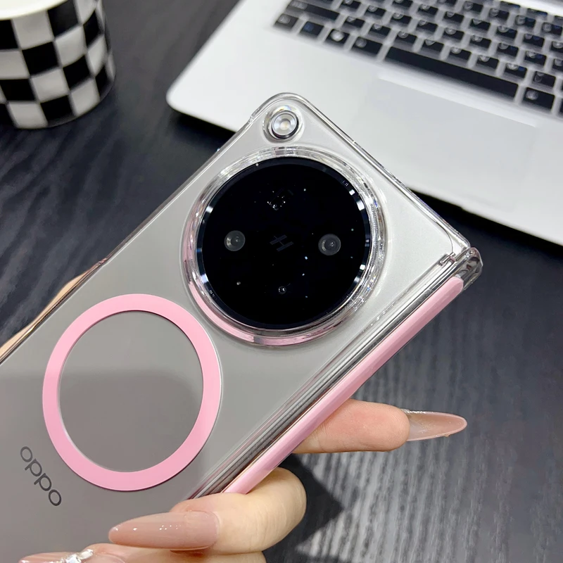 Clear High Definition Protective Case with Dual Hinge Support and Magnetic Suction