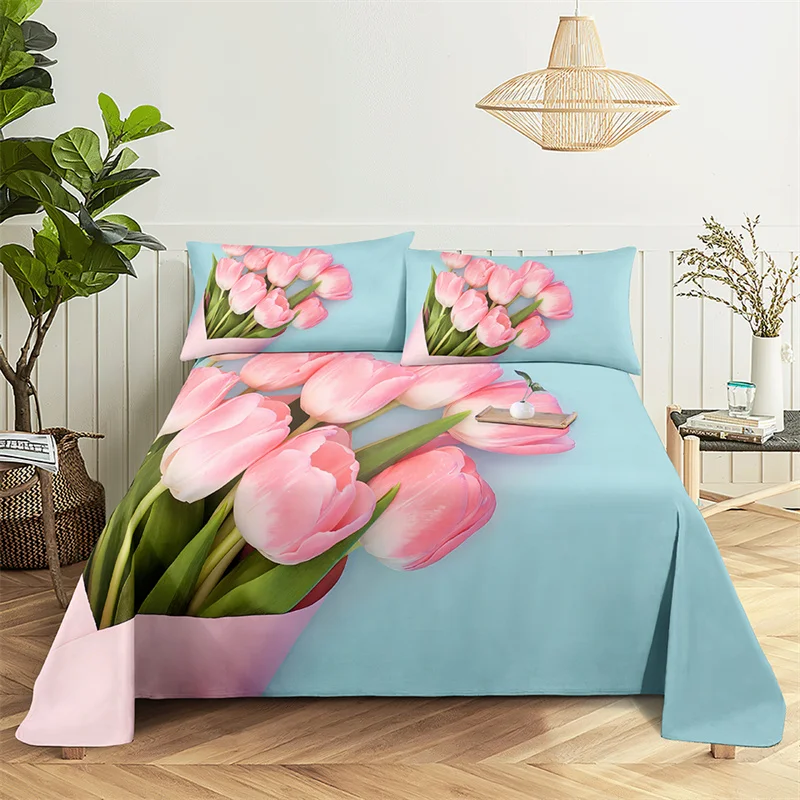 

Home Bedsheets Tulip Couple Single Bedsheet Fashion Design Flowers Sheets Queen Size Bed Sheets Set Bed Sheets and Pillowcases