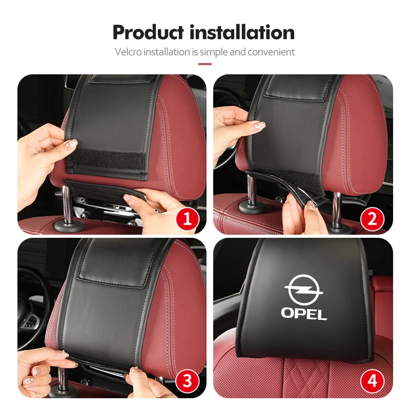 자동차 가죽 목 베개 케이스, 머리 받침 쿠션 액세서리, Opel Corsa Astra H G J Insignia Vectra Zafira Meriva용