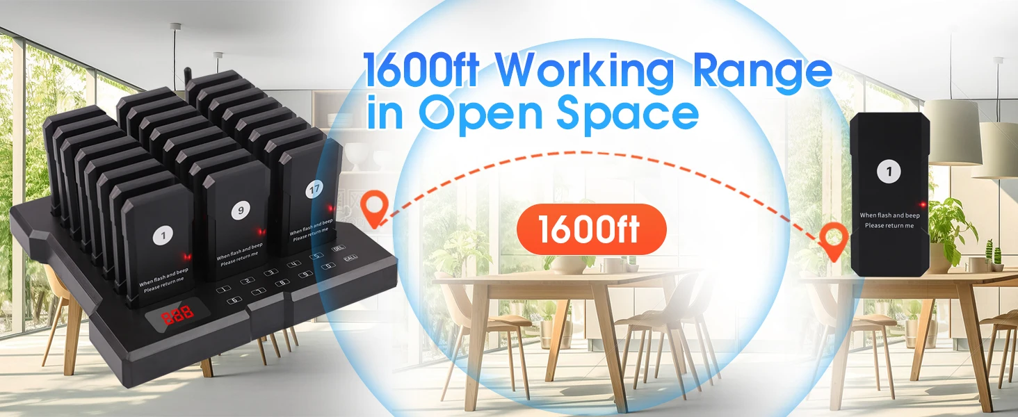 Description Picture 3 of itemWirelesslinkx Wireless Restaurant Pager System 24 Buzzer Wireless Calling Beeper System Restaurant Coffee Dessert Burger Shop