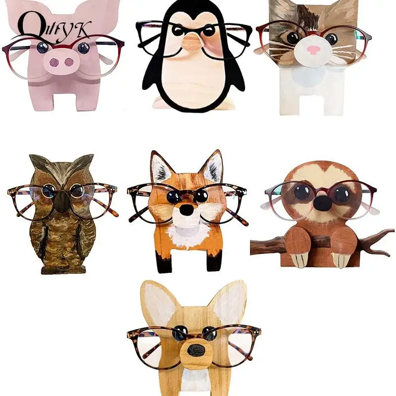 

1Pc Animal Glasses Rack Cute 3D Animal Wood Carvings Sunglass Display Rack Shelf Eyeglasses Show Stand Jewelry Holder Showcase