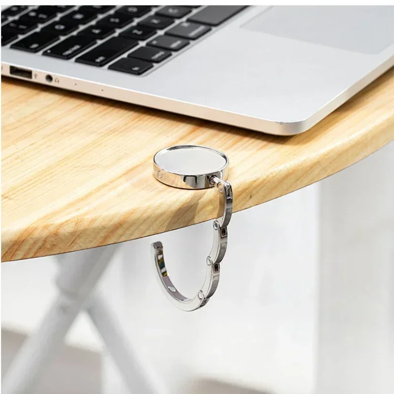 Sleek Portable Folding Metal Purse Hook - Multifunctional Handbag Holder
